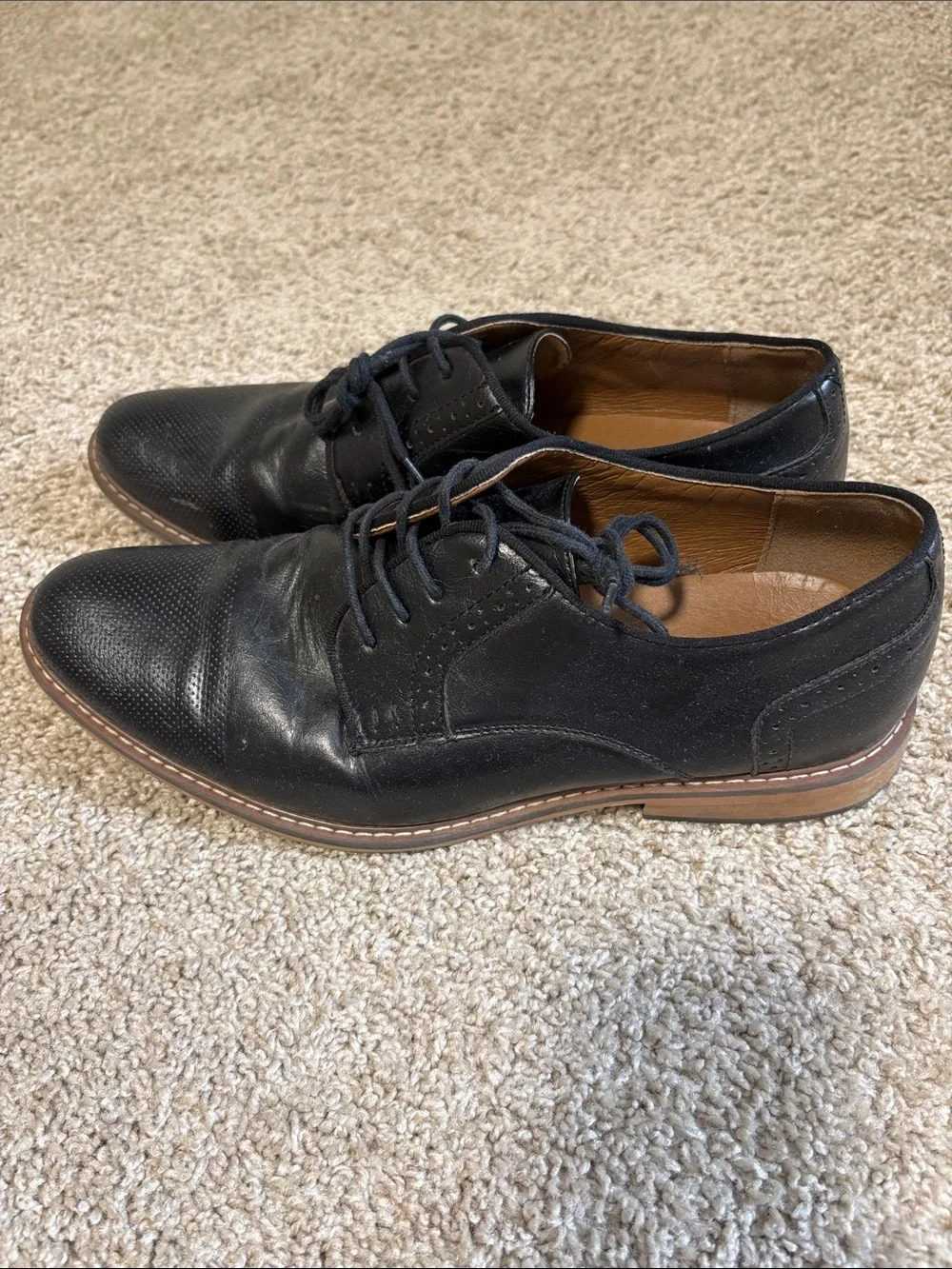 Men's Steve MADDEN Black Leather Dress Shoes - Classic Dress Lace-Up